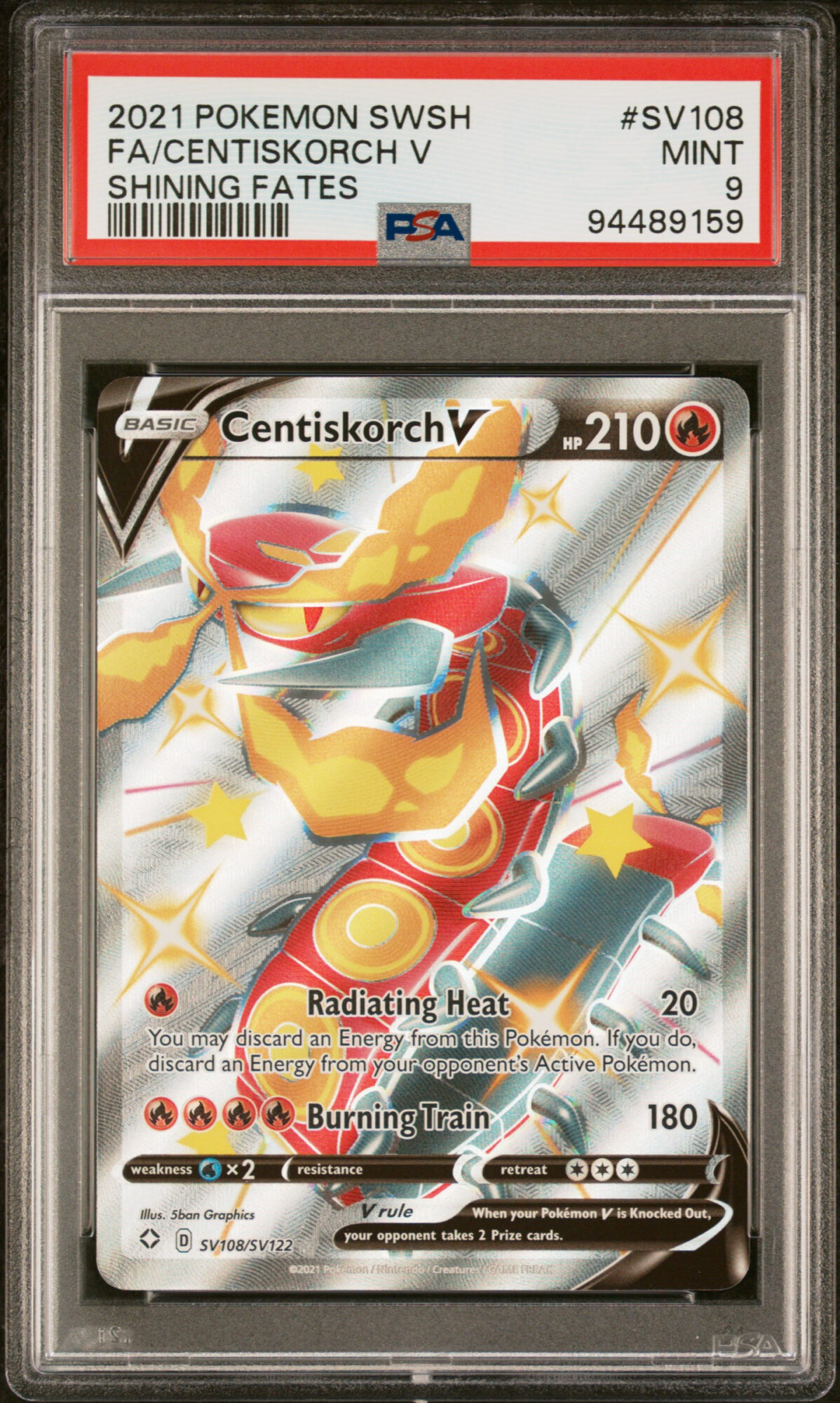 [PSA 9] 2021 POKEMON SWORD & SHIELD SHINING FATES SV108 FA/CENTISKORCH V SHINING FATES MINT 9