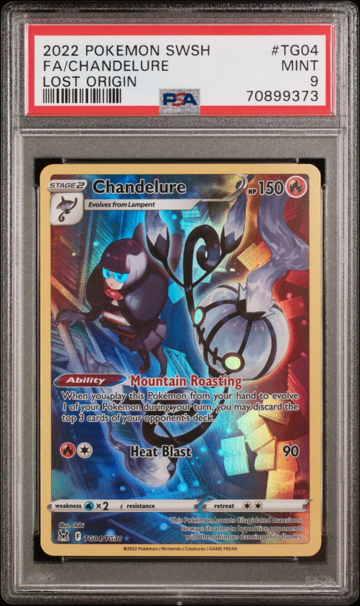 [PSA 9] 2022 POKEMON SWORD & SHIELD LOST ORIGIN TG04 FA/CHANDELURE LOST ORIGIN MINT 9