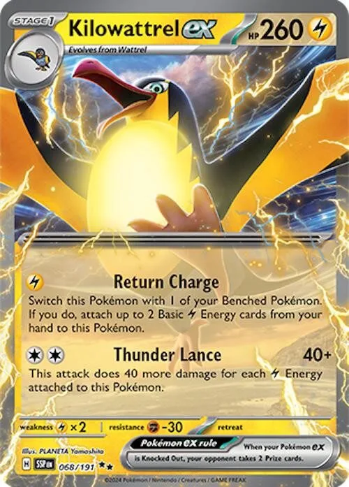 [Binder Condition] Kilowattrel ex #68 Pokemon Surging Sparks