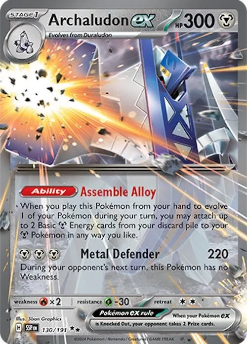 [Binder Condition] Archaludon ex #130 Pokemon Surging Sparks