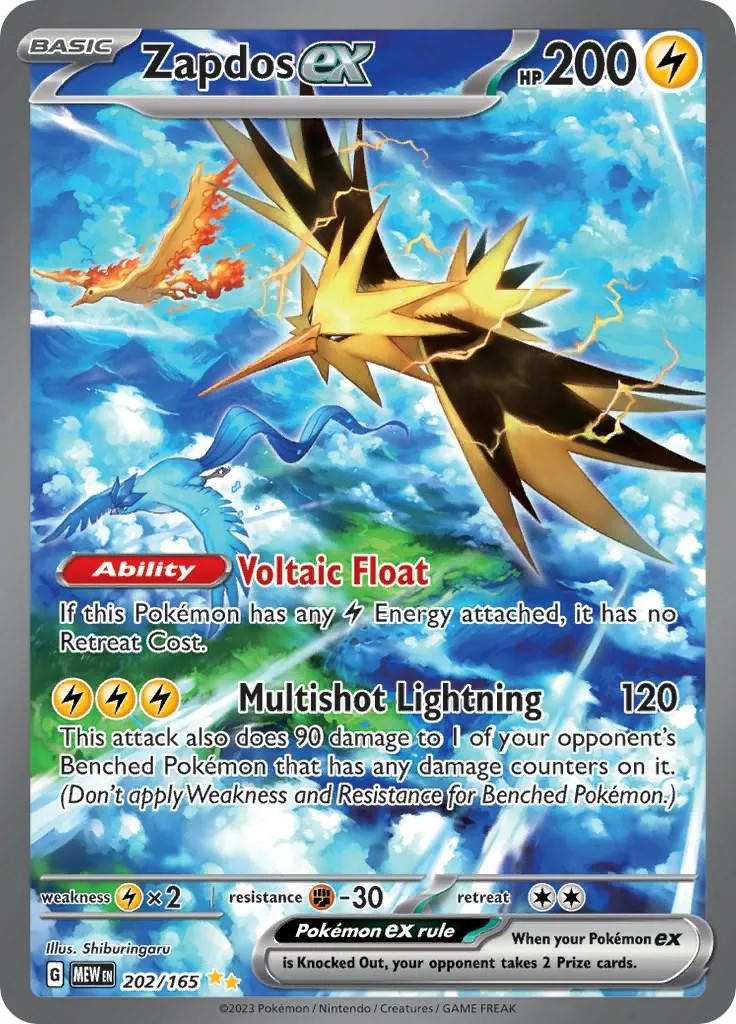 [Binder Condition] Zapdos ex #202 Pokemon Scarlet & Violet 151