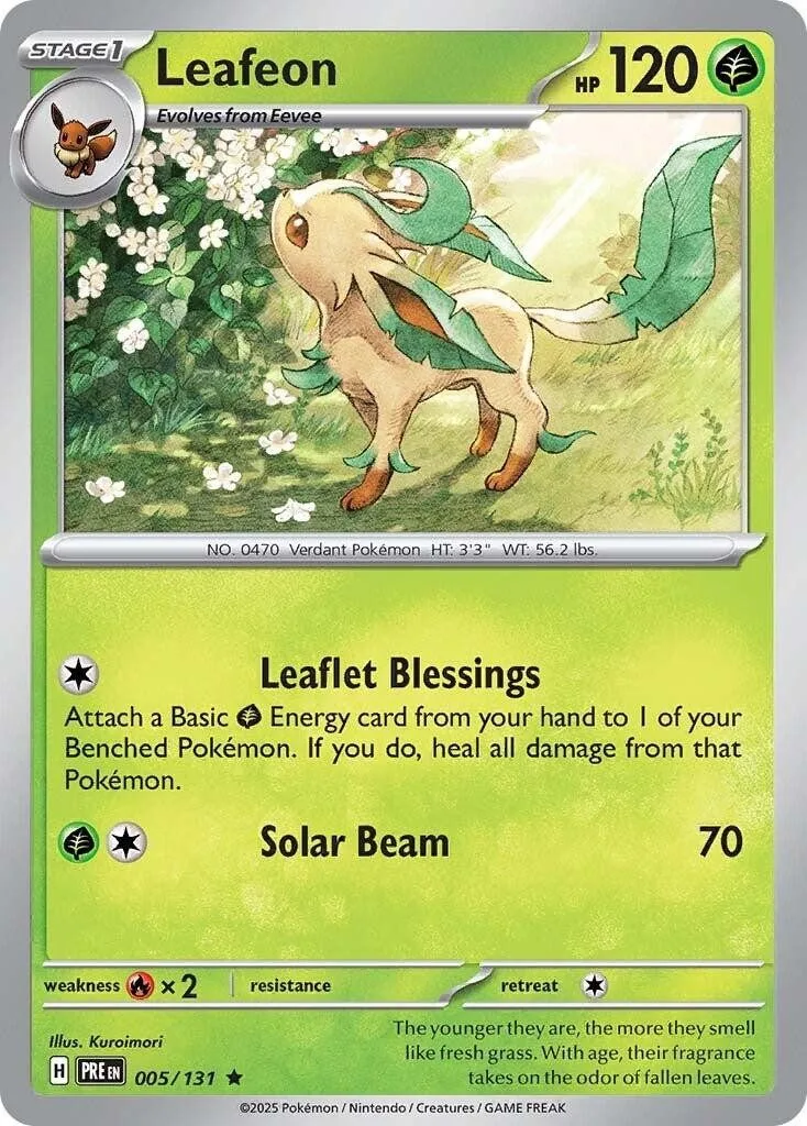 [Binder Condition] Leafeon #5 Pokemon Prismatic Evolutions