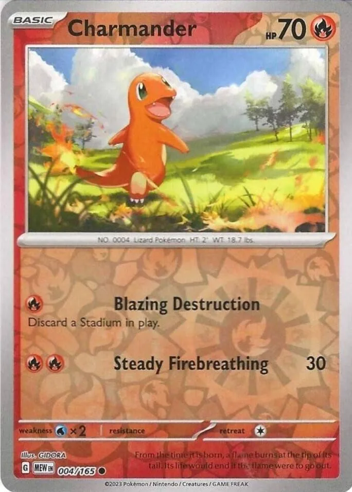 [Binder Condition] Charmander [Reverse Holo] #4 Pokemon Scarlet & Violet 151