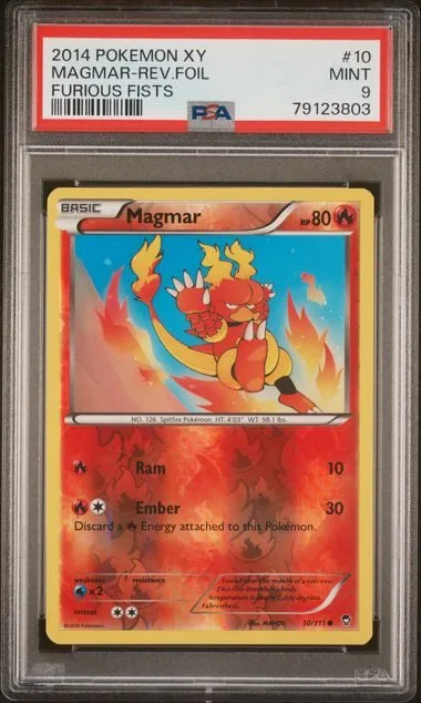[PSA 9] 2014 POKEMON XY FURIOUS FISTS 10 MAGMAR-REV.FOIL FURIOUS FISTS MINT 9