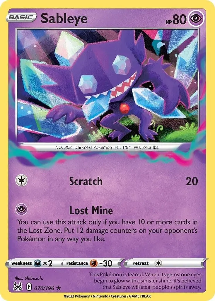 [Binder Condition] Sableye #70 Pokemon Lost Origin