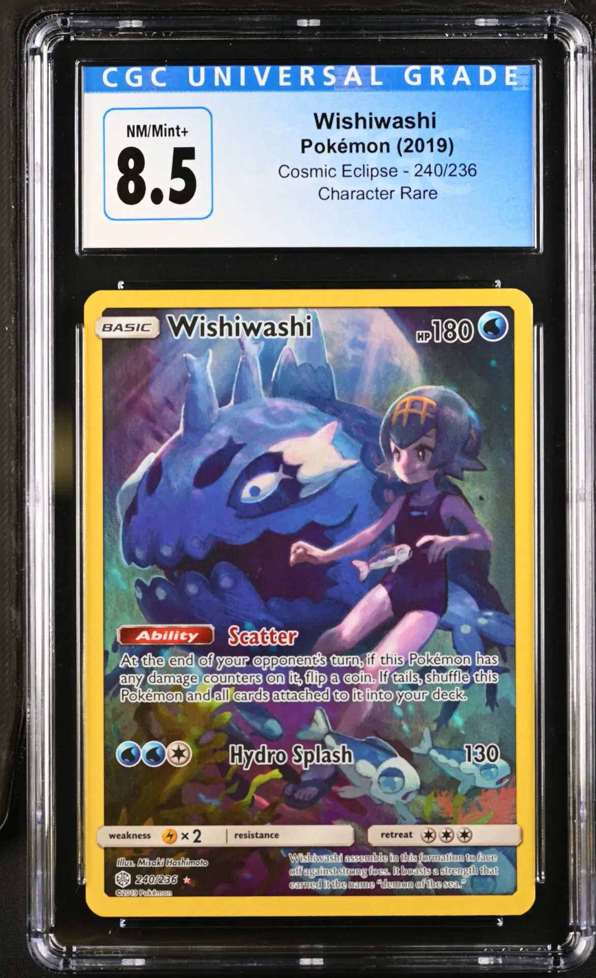 [CGC 8.5] 2019 Pokémon Cosmic Eclipse 240/236 Wishiwashi Secret Rare