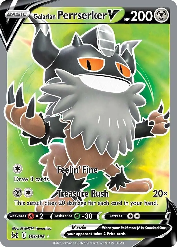 [Binder Condition] Galarian Perrserker V #183 Pokemon Lost Origin