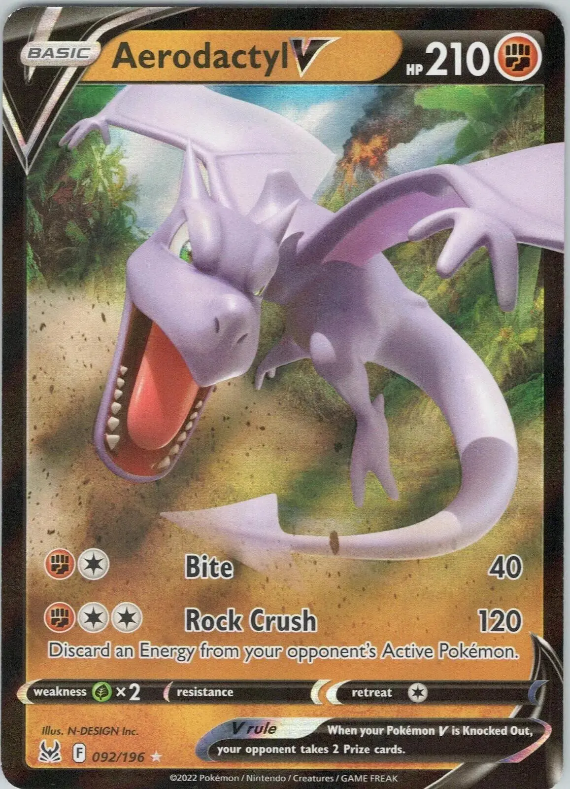 [Binder Condition] Aerodactyl V #92 Pokemon Lost Origin