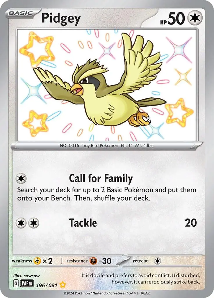 [Binder Condition] Pidgey #196 Pokemon Paldean Fates