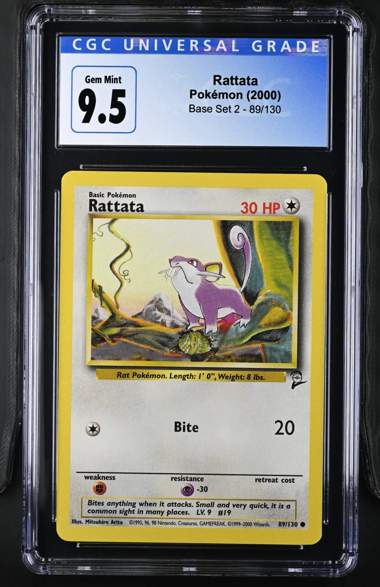 [CGC 9.5] 2000 Pokémon Base Set 2 89/130 Rattata