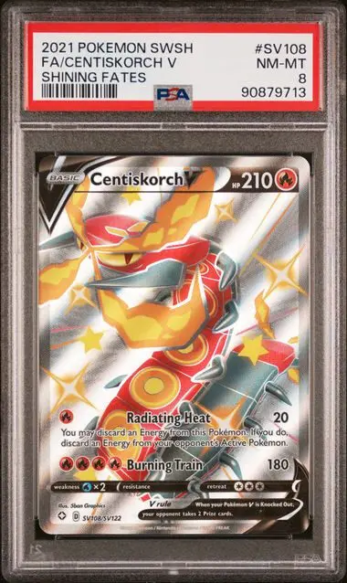 [PSA 8] 2021 POKEMON SWORD & SHIELD SHINING FATES SV108 FA/CENTISKORCH V SHINING FATES NM-MT 8