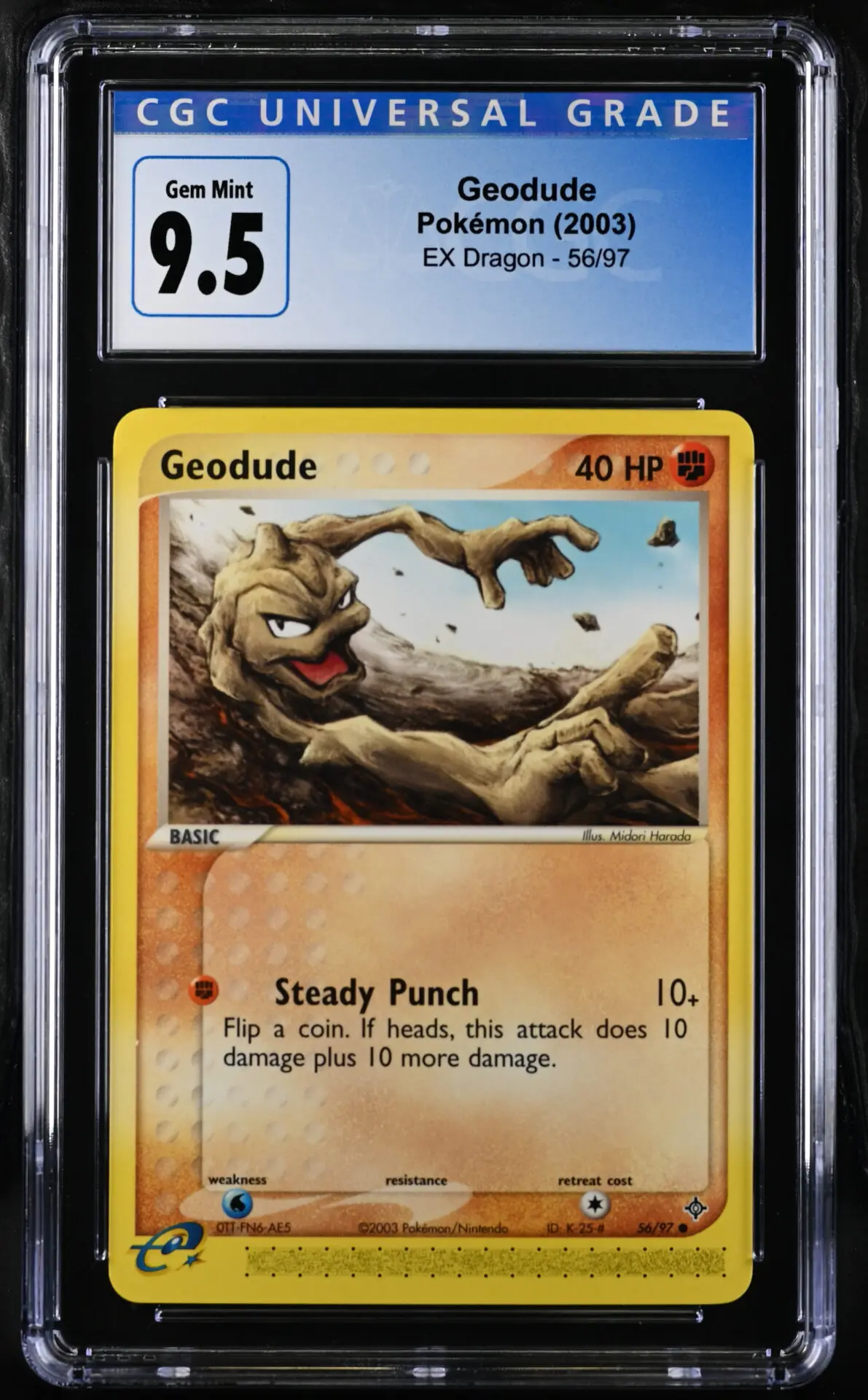[CGC 9.5] 2003 Pokémon EX Dragon 56/97 Geodude