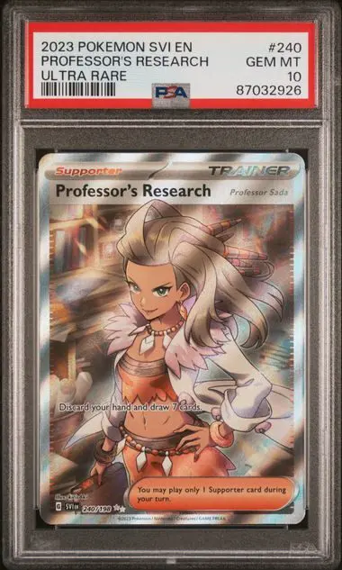 [PSA 10] 2023 POKEMON SVI EN-SCARLET & VIOLET 240 PROFESSOR'S RESEARCH ULTRA RARE GEM MT 10