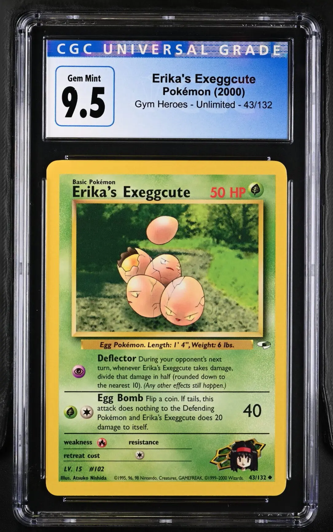 [CGC 9.5] 2000 Pokémon Gym Heroes 43/132 Erika's Exeggcute