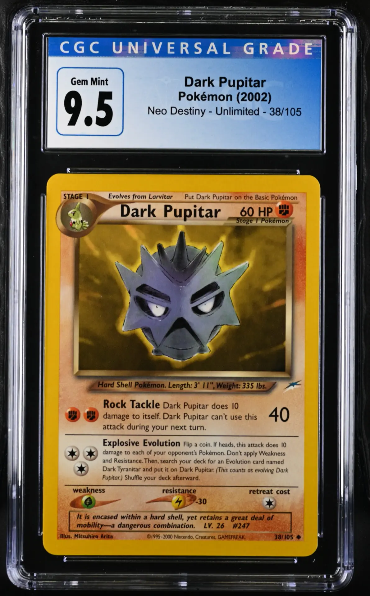 [CGC 9.5] 2002 Pokémon Neo Destiny 38/105 Dark Pupitar