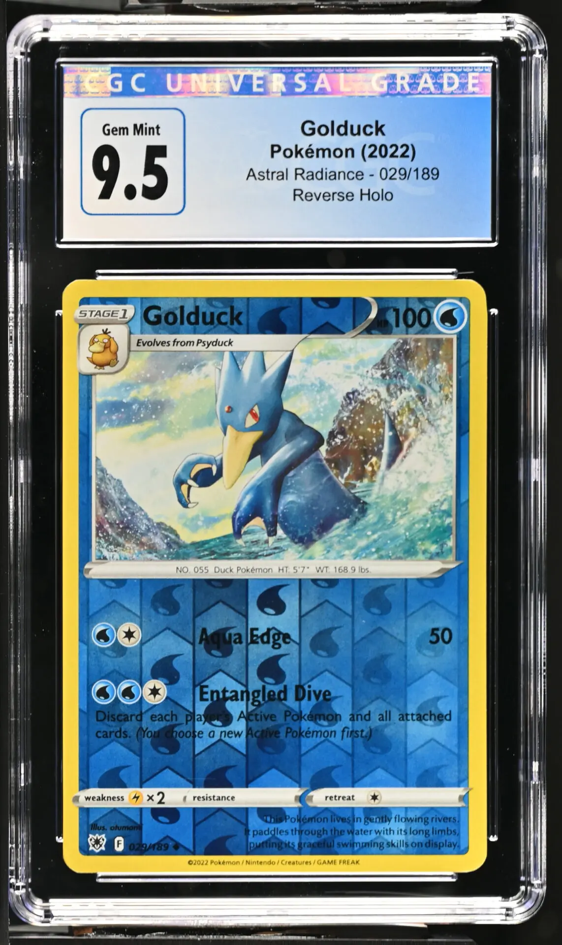 [CGC 9.5] 2022 Pokémon Astral Radiance 029/189 Golduck Reverse Holo