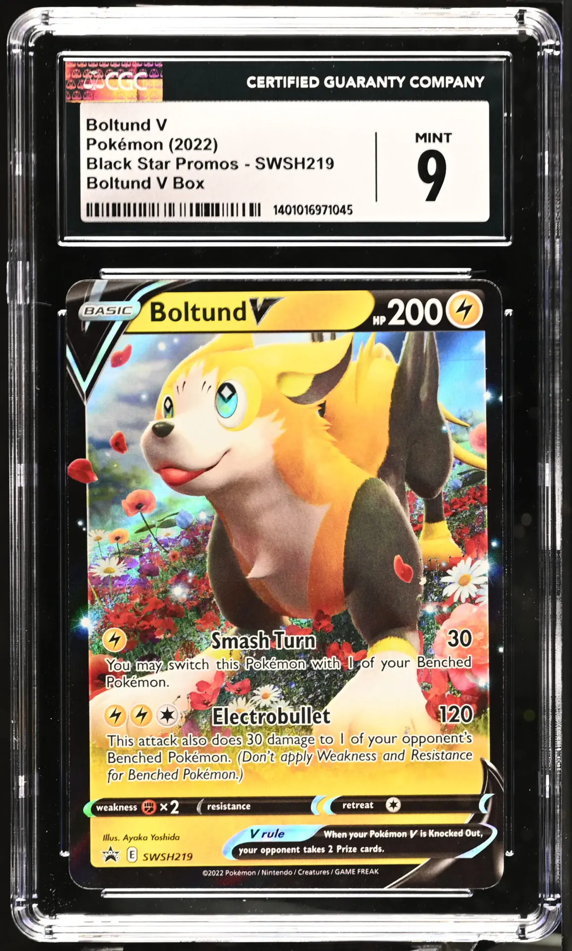 [CGC 9] 2022 Pokémon Black Star Promos SWSH219 Boltund V Boltund V Box