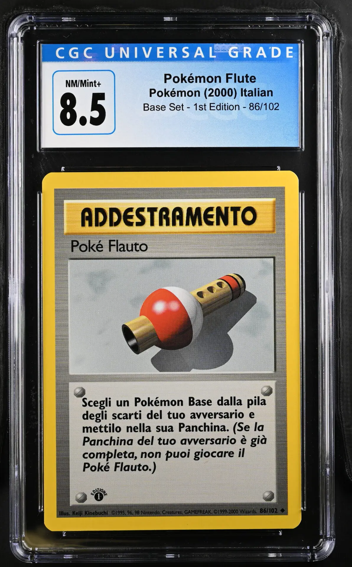 [CGC 8.5] 2000 Pokémon Base Set - 1st Edition 86/102 Pokémon Flute (Italian)