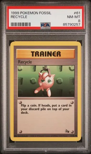 [PSA 8] 1999 POKEMON FOSSIL 61 RECYCLE  NM-MT 8