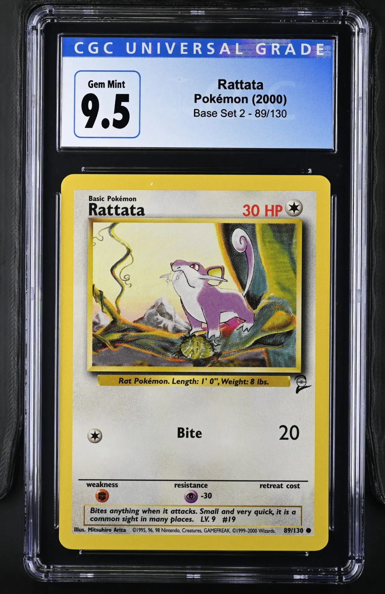 [CGC 9.5] 2000 Pokémon Base Set 2 89/130 Rattata