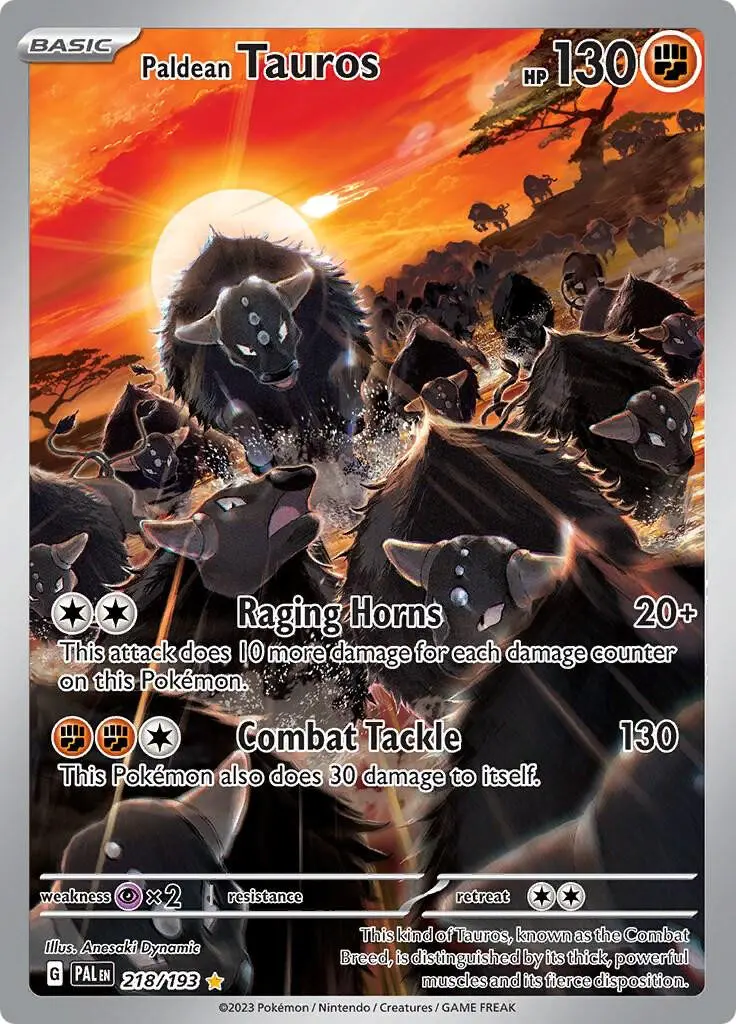 [Binder Condition] Paldean Tauros #218 Pokemon Paldea Evolved