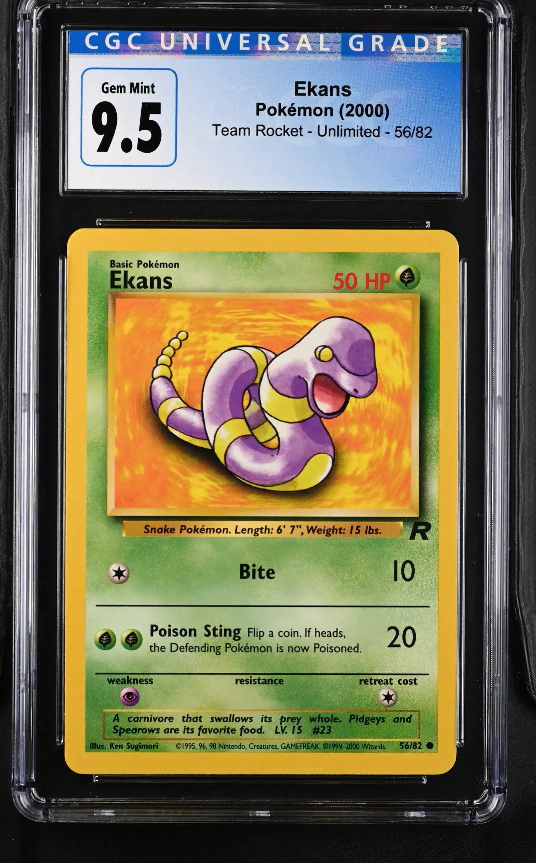 [CGC 9.5] 2000 Pokémon Team Rocket 56/82 Ekans
