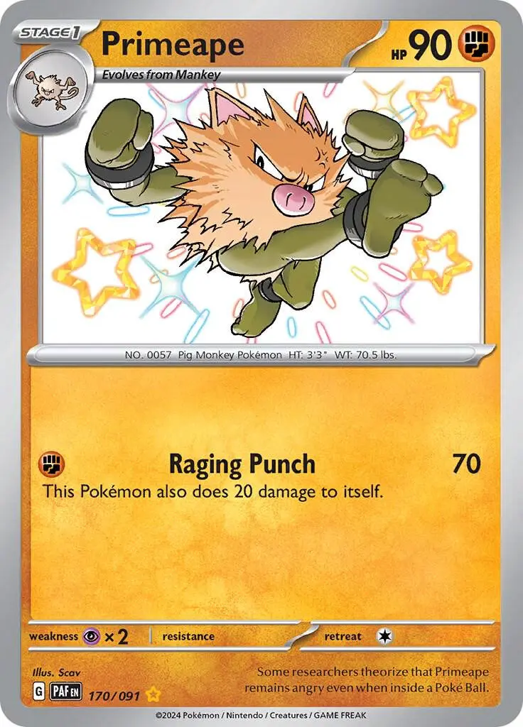 [Binder Condition] Primeape #170 Pokemon Paldean Fates