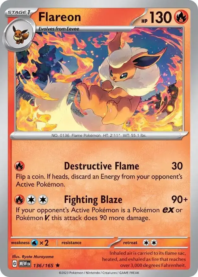 [Binder Condition] Flareon #136 Pokemon Scarlet & Violet 151