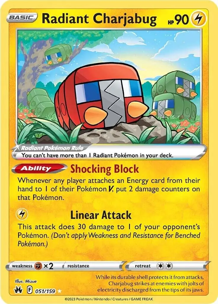 [Binder Condition] Radiant Charjabug #51 Pokemon Crown Zenith