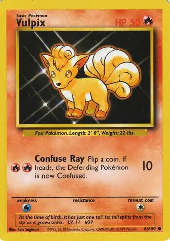[Moderately Played] Vulpix #68 Pokemon Base Set