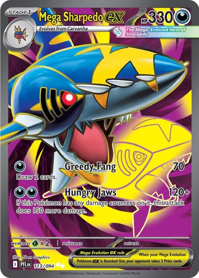 [Binder Condition] Mega Sharpedo ex #113 Pokemon Phantasmal Flames