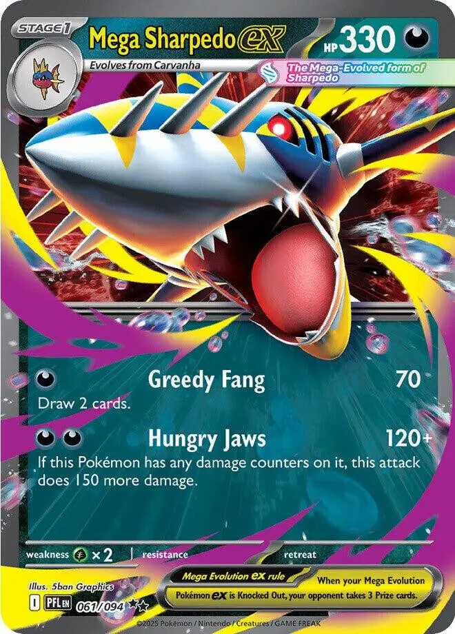 [Binder Condition] Mega Sharpedo ex #61 Pokemon Phantasmal Flames