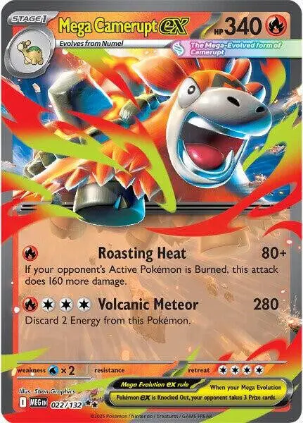 [Binder Condition] Mega Camerupt ex #22 Pokemon Mega Evolution