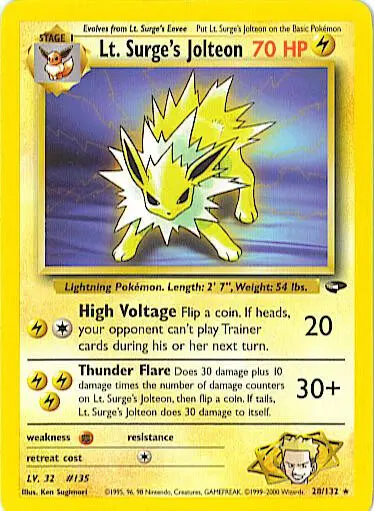 [Binder Condition] Lt. Surge's Jolteon #28 Pokemon Gym Challenge