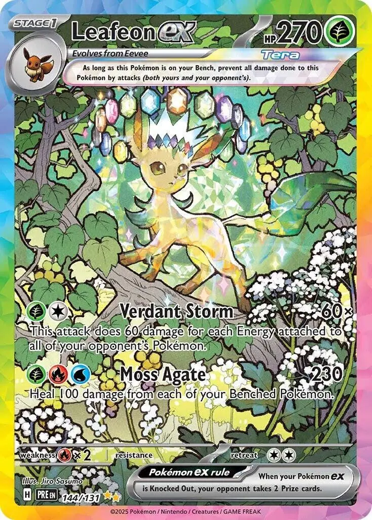 [Binder Condition] Leafeon ex #144 Pokemon Prismatic Evolutions
