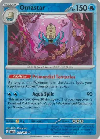 [Binder Condition] Omastar [Reverse Holo] #139 Pokemon Scarlet & Violet 151