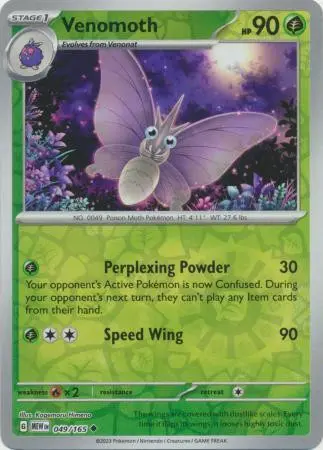 [Binder Condition] Venomoth [Reverse Holo] #49 Pokemon Scarlet & Violet 151