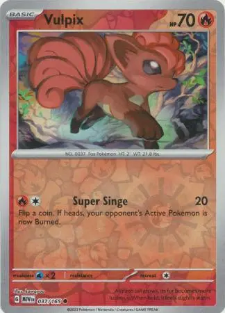 [Binder Condition] Vulpix [Reverse Holo] #37 Pokemon Scarlet & Violet 151