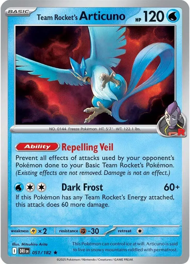 [Binder Condition] Team Rocket's Articuno #51 Pokemon Destined Rivals