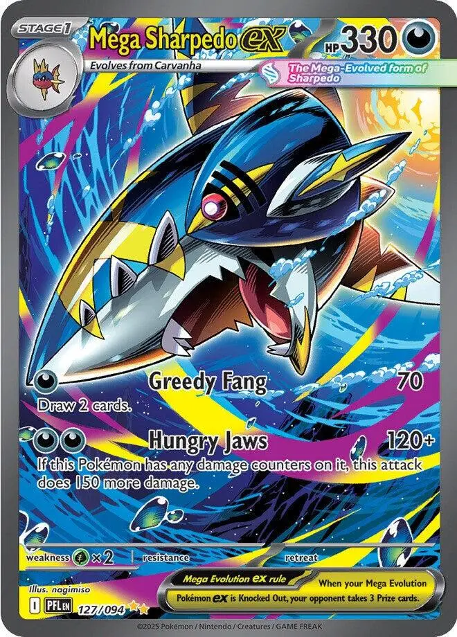 [Binder Condition] Mega Sharpedo ex #127 Pokemon Phantasmal Flames