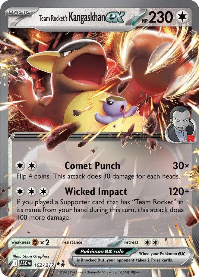 [Binder Condition] Team Rocket's Kangaskhan ex #162 Pokemon Ascended Heroes