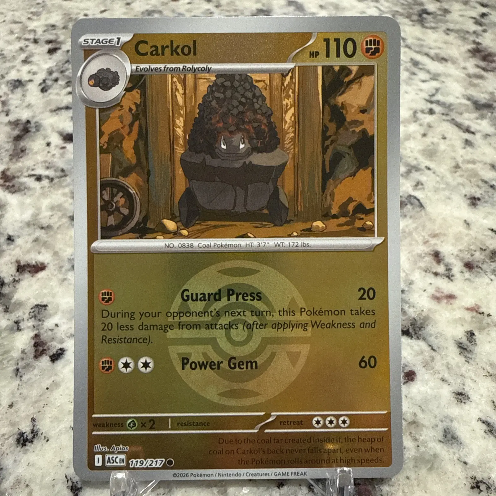 [Binder Condition] Carkol [Ball] #119 Pokemon Ascended Heroes