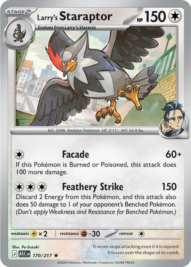 [Binder Condition] Larry's Staraptor #170 Pokemon Ascended Heroes