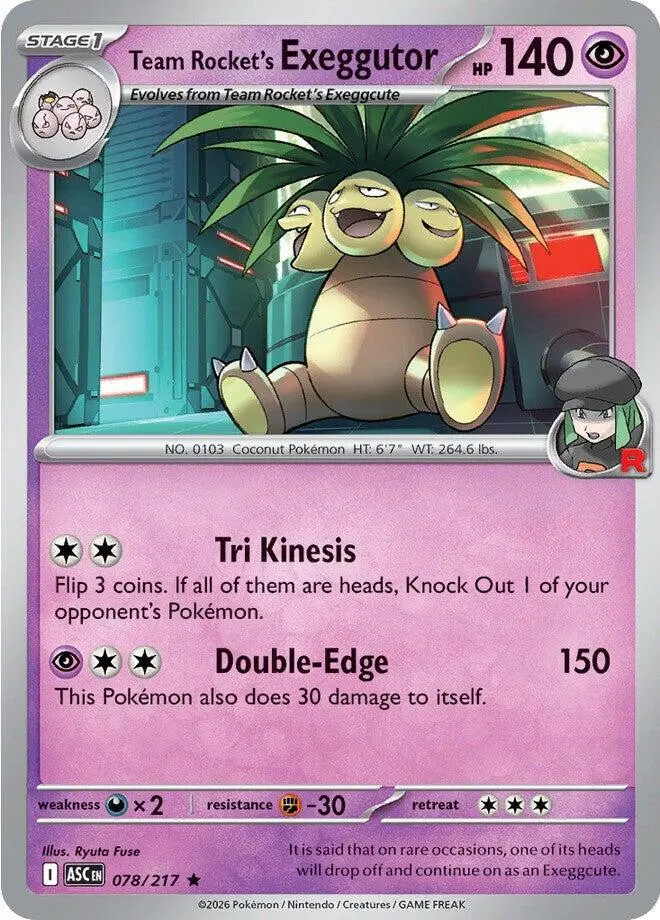 [Binder Condition] Team Rocket's Exeggutor #78 Pokemon Ascended Heroes