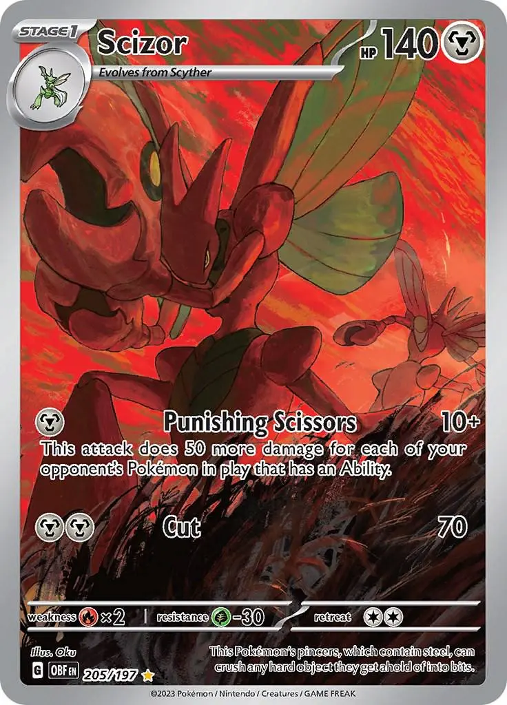 [Binder Condition] Scizor #205 Pokemon Obsidian Flames