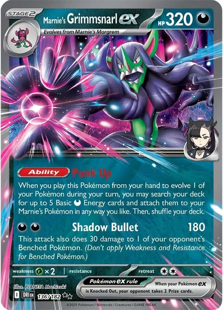 [Binder Condition] Marnie's Grimmsnarl ex #136 Pokemon Destined Rivals