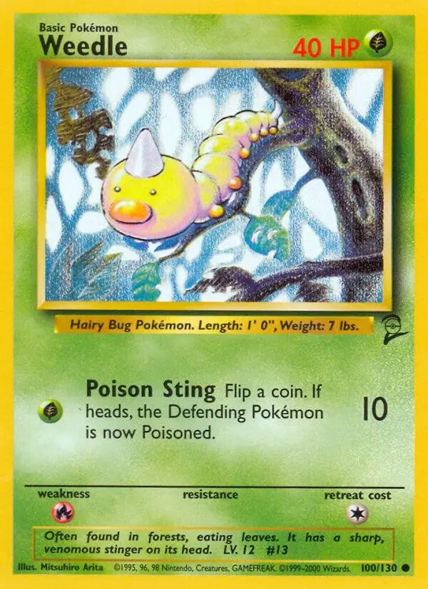[Binder Condition] Weedle #100 Pokemon Base Set 2