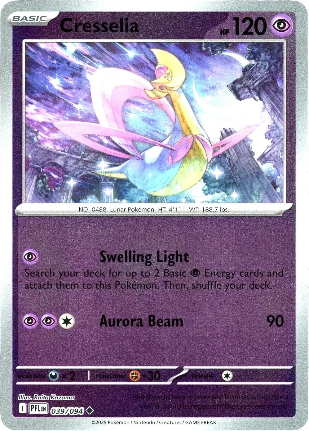 [Binder Condition] Cresselia [Reverse Holo] #39 Pokemon Phantasmal Flames