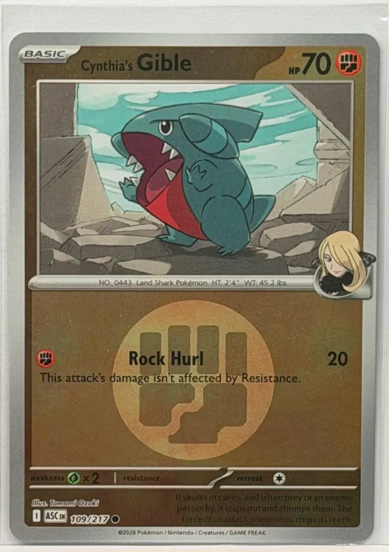 [Binder Condition] Cynthia's Gible [Energy] #109 Pokemon Ascended Heroes