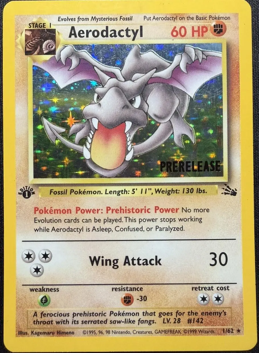 [Lightly Played] Aerodactyl [1st Edition Prerelease] #1 Pokemon Fossil